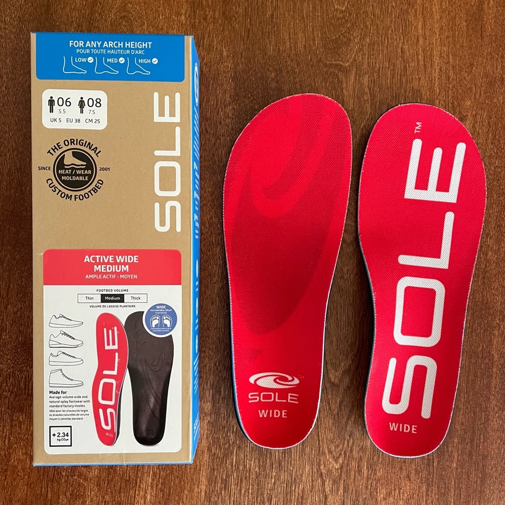 Sole Active Wide Insoles brand new size M6/W8